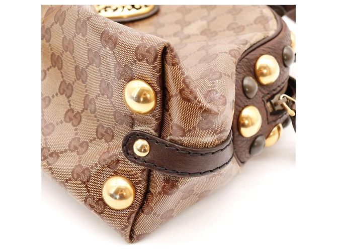 Gucci Borsa Boston Monogram GG con cuori Marrone - vista 10