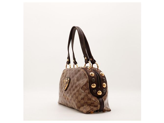 Gucci Borsa Boston Monogram GG con cuori Marrone - vista 2