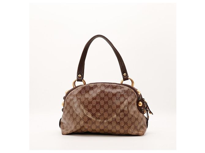 Gucci Borsa Boston Monogram GG con cuori Marrone - vista 3