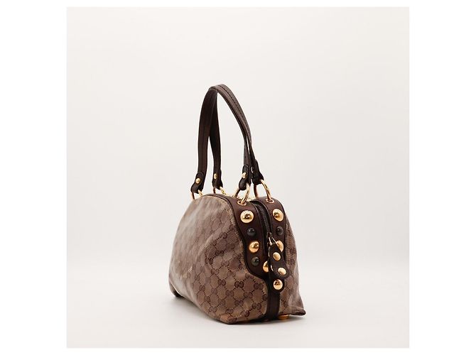 Gucci Borsa Boston Monogram GG con cuori Marrone - vista 4