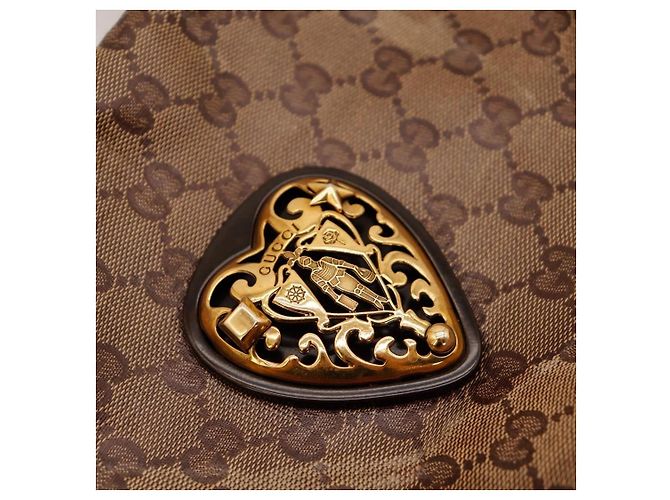 Gucci Borsa Boston Monogram GG con cuori Marrone - vista 7
