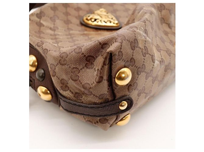 Gucci Borsa Boston Monogram GG con cuori Marrone - vista 9