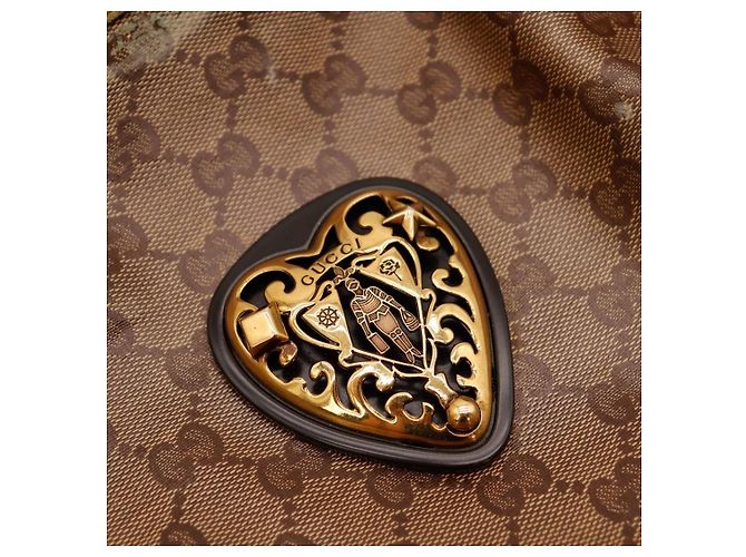 Gucci Borsa Hobo Monogram GG Heart Charm Marrone D'oro - vista 7