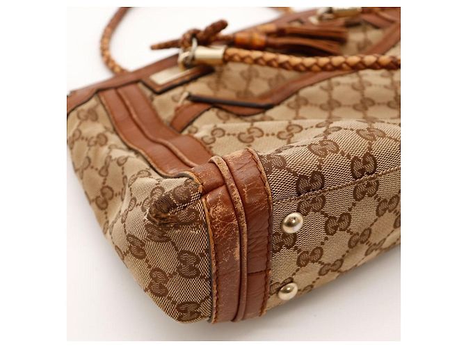 Gucci borsa tote GG Supreme in tela monogramma e pelle Marrone Beige - vista 10