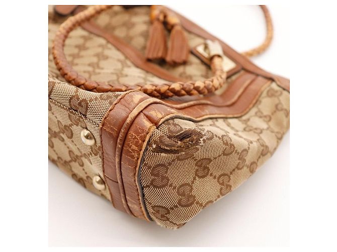 Gucci borsa tote GG Supreme in tela monogramma e pelle Marrone Beige - vista 11