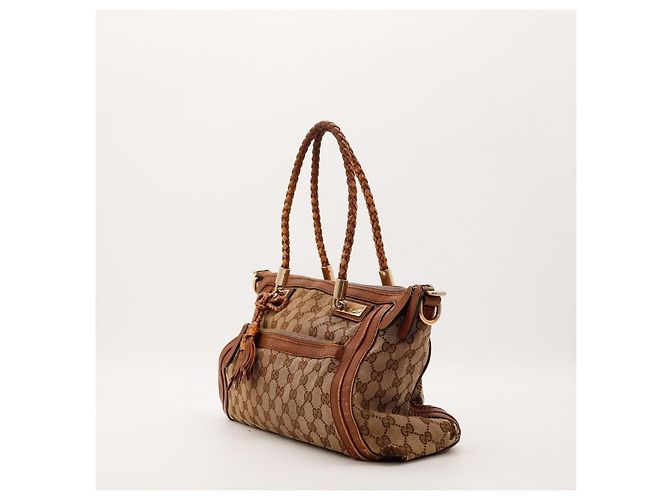 Gucci borsa tote GG Supreme in tela monogramma e pelle Marrone Beige - vista 2