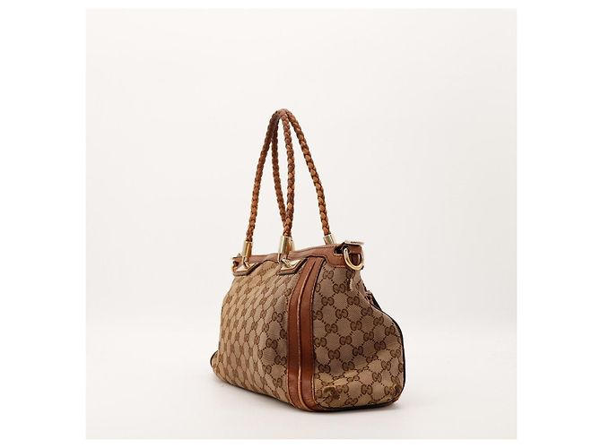 Gucci borsa tote GG Supreme in tela monogramma e pelle Marrone Beige - vista 4