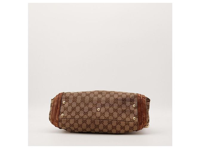 Gucci borsa tote GG Supreme in tela monogramma e pelle Marrone Beige - vista 5