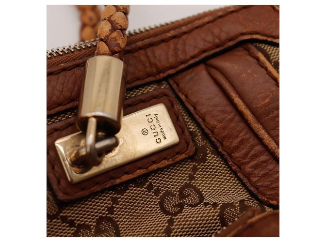 Gucci borsa tote GG Supreme in tela monogramma e pelle Marrone Beige - vista 7