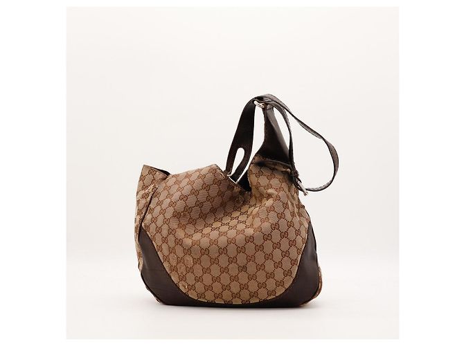 Gucci Borsa Hobo in tela Monogram GG Marrone - vista 2