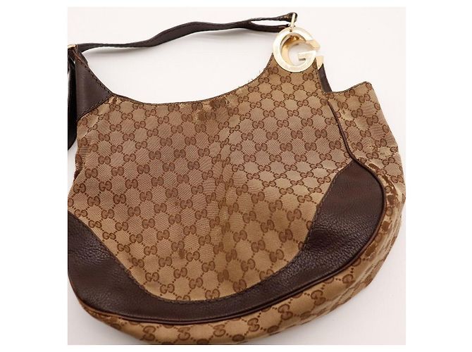 Gucci Borsa Hobo in tela Monogram GG Marrone - vista 6