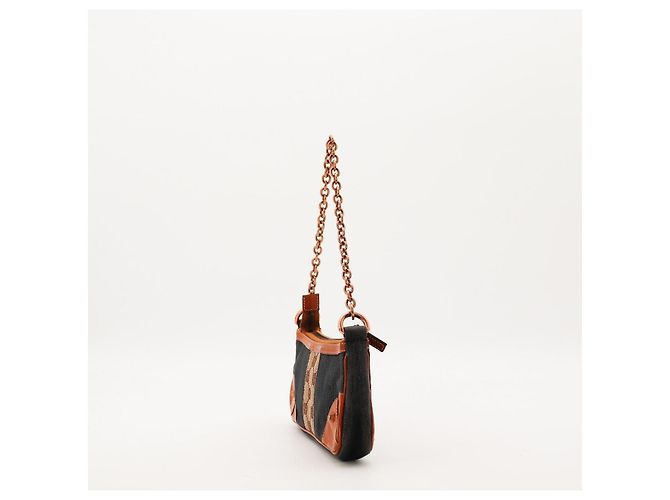 Gucci Borsa a tracolla in denim monogramma GG Marrone - vista 2