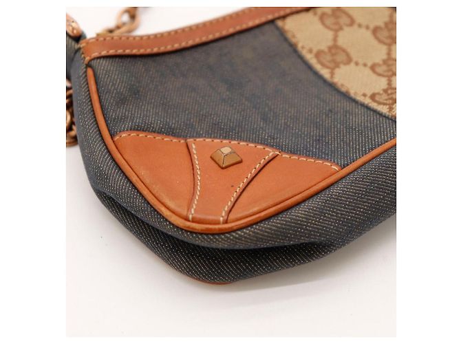 Gucci Borsa a tracolla in denim monogramma GG Marrone - vista 8