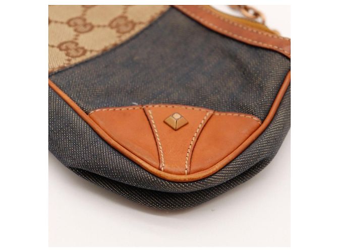 Gucci Borsa a tracolla in denim monogramma GG Marrone - vista 9