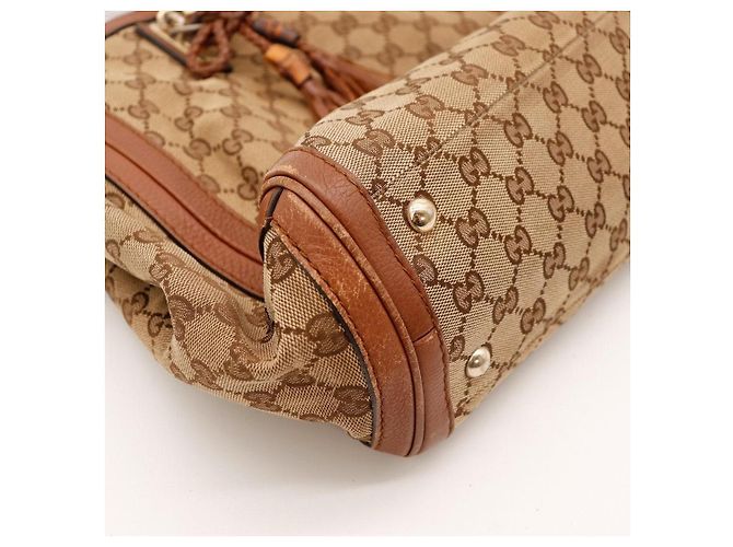 Gucci Borsa Tote in Tela GG Supreme e Pelle Marrone - vista 11