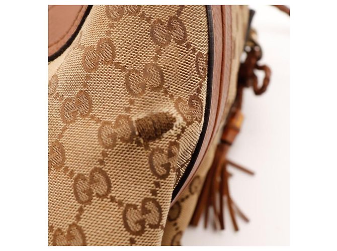 Gucci Borsa Tote in Tela GG Supreme e Pelle Marrone - vista 13