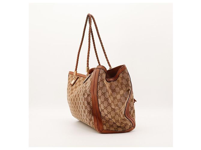 Gucci Borsa Tote in Tela GG Supreme e Pelle Marrone - vista 4