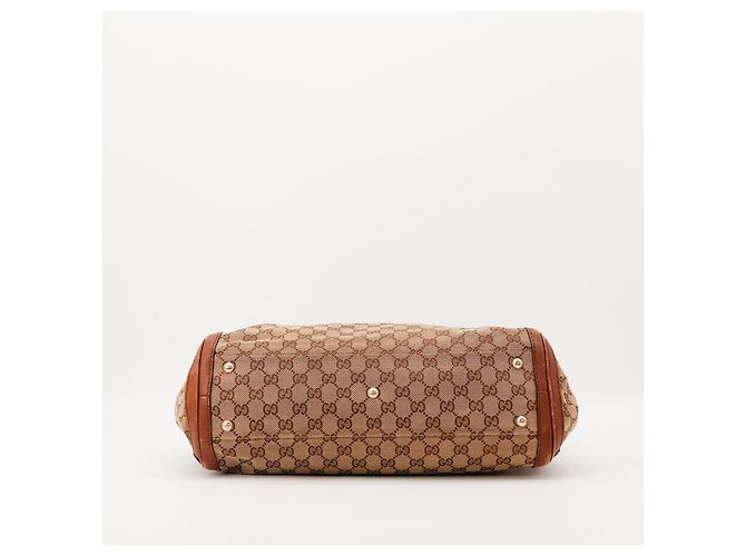 Gucci Borsa Tote in Tela GG Supreme e Pelle Marrone - vista 5