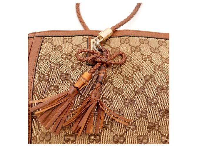 Gucci Borsa Tote in Tela GG Supreme e Pelle Marrone - vista 7