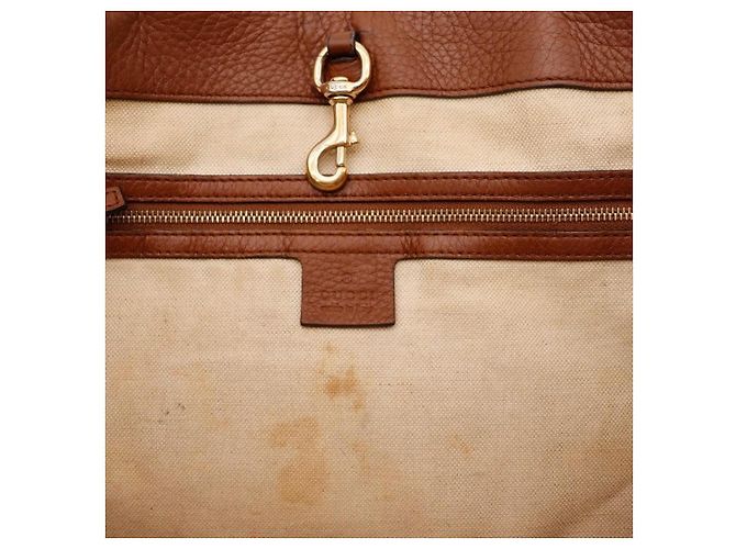 Gucci Borsa Tote in Tela GG Supreme e Pelle Marrone - vista 9