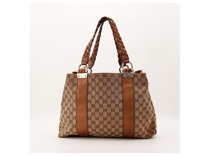 Borsa Tote Gucci in Tela Monogramma GG Marrone - vista 3