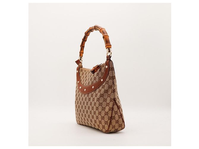 Bolsa de ombro Gucci GG Supreme alça de bambu Marrom - vista 2