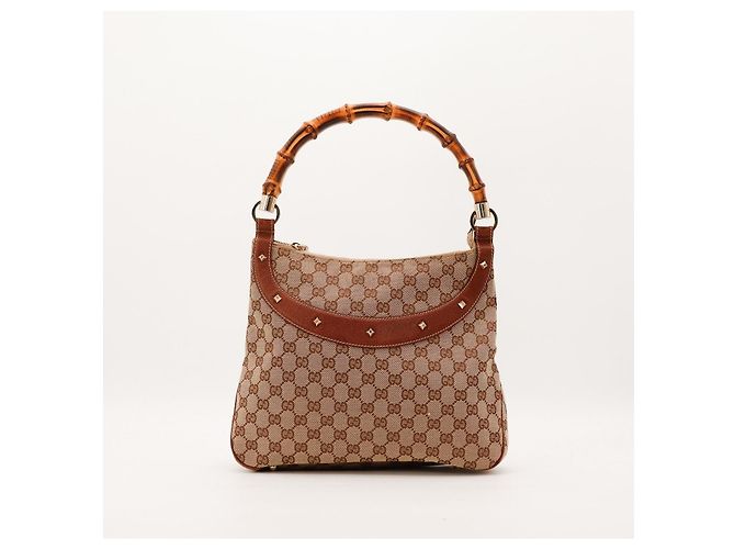 Bolsa de ombro Gucci GG Supreme alça de bambu Marrom - vista 3