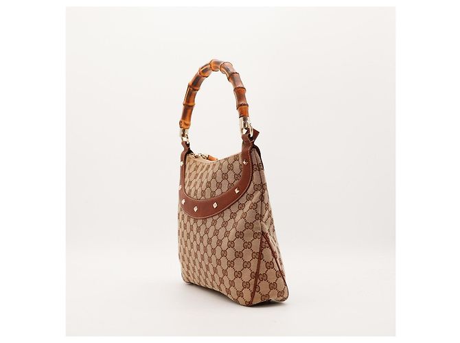 Bolsa de ombro Gucci GG Supreme alça de bambu Marrom - vista 4