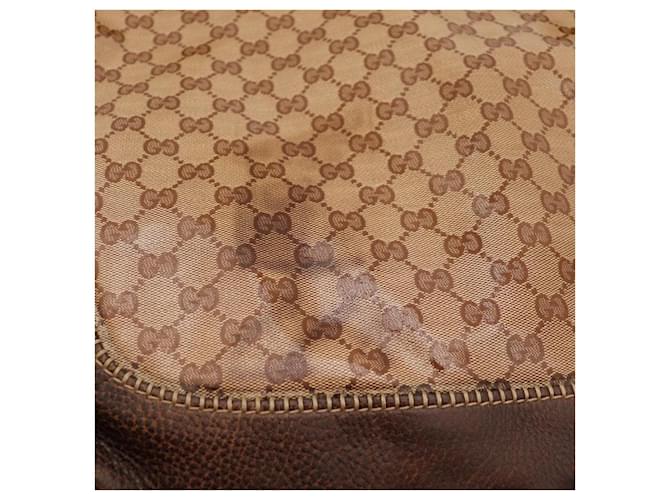 Borsa Hobo Gucci Monogram GG con Bambù Marrone - vista 11