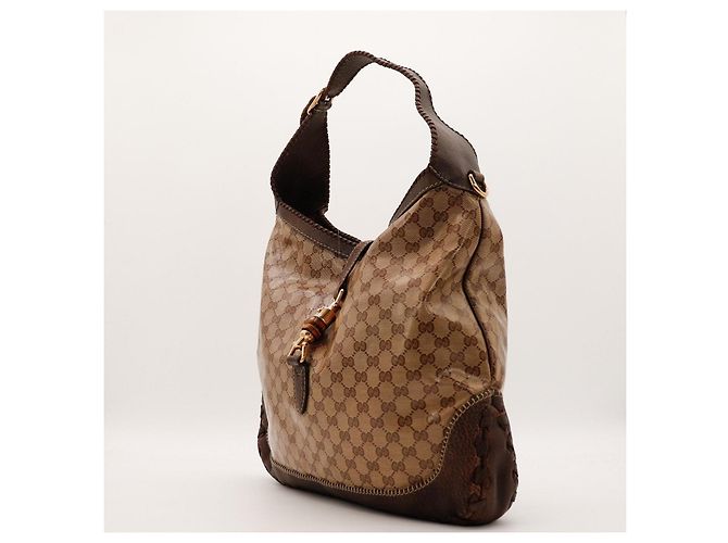 Borsa Hobo Gucci Monogram GG con Bambù Marrone - vista 2