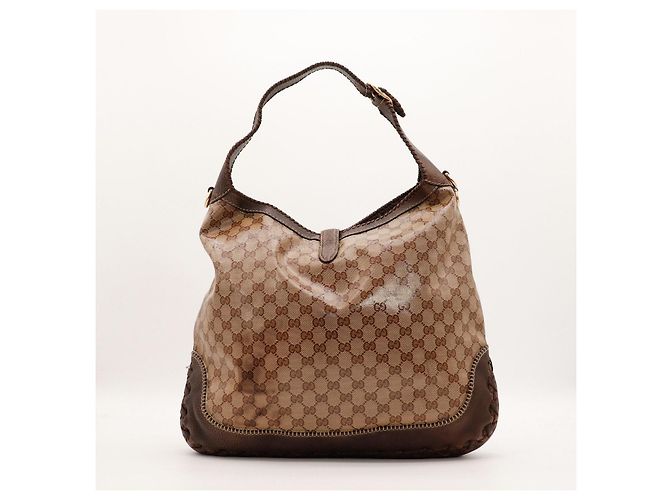 Borsa Hobo Gucci Monogram GG con Bambù Marrone - vista 3
