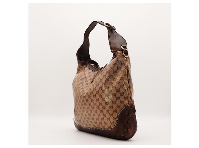 Borsa Hobo Gucci Monogram GG con Bambù Marrone - vista 4