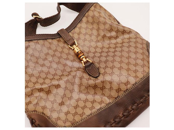 Borsa Hobo Gucci Monogram GG con Bambù Marrone - vista 6