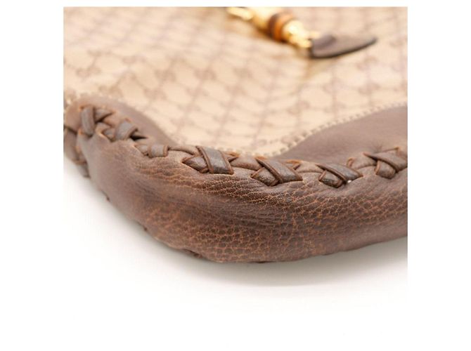 Borsa Hobo Gucci Monogram GG con Bambù Marrone - vista 7