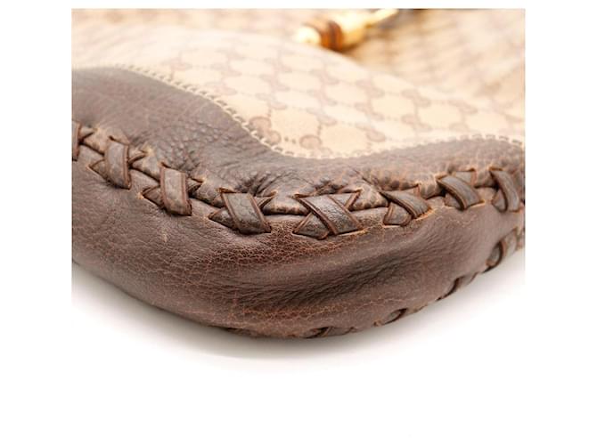 Borsa Hobo Gucci Monogram GG con Bambù Marrone - vista 8