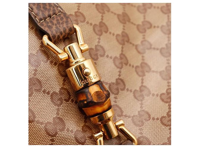 Borsa Hobo Gucci Monogram GG con Bambù Marrone - vista 9