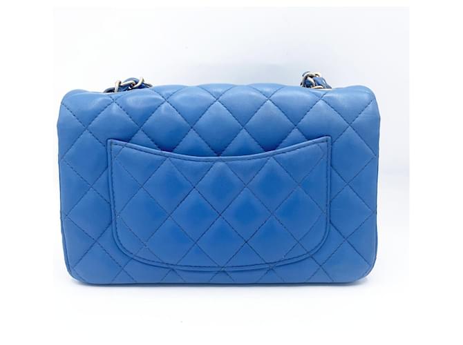 Timeless Chanel Classic Flap Mini Rectangular Cordero Azul Gold hardware - vista 7