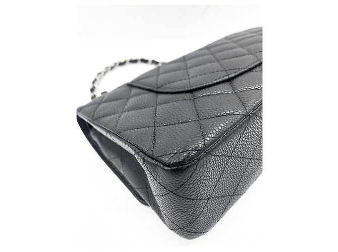 Chanel Classic Flap Bag Medium Pelle Caviar Nera Nero - vista 10