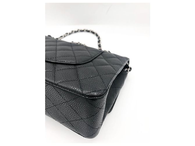 Chanel Classic Flap Bag Medium Pelle Caviar Nera Nero - vista 11