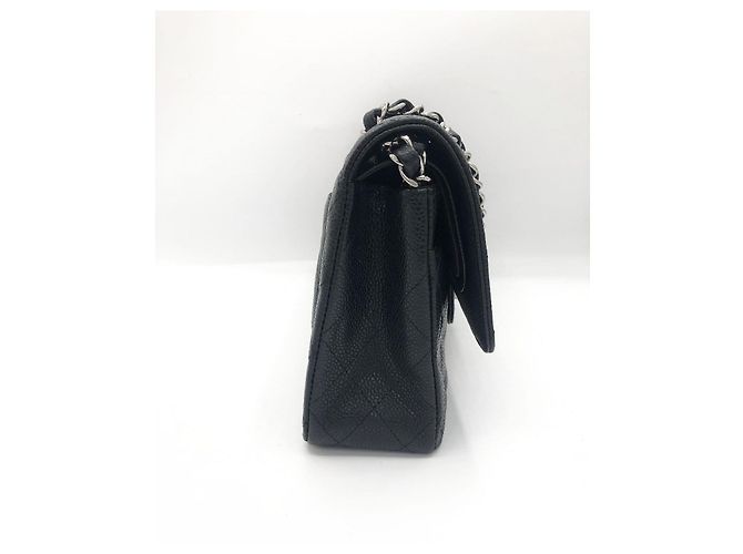 Chanel Classic Flap Bag Medium Pelle Caviar Nera Nero - vista 12