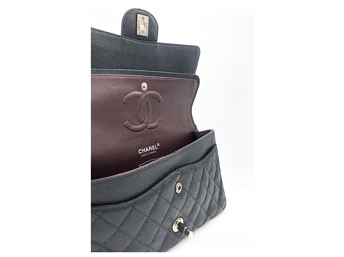 Chanel Classic Flap Bag Medium Pelle Caviar Nera Nero - vista 15