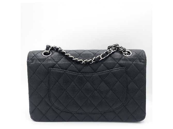 Chanel Classic Flap Bag Medium Pelle Caviar Nera Nero - vista 7