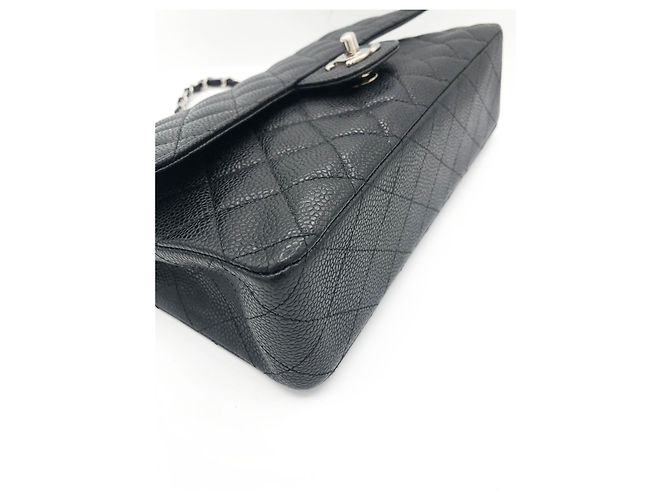 Chanel Classic Flap Bag Medium Pelle Caviar Nera Nero - vista 8