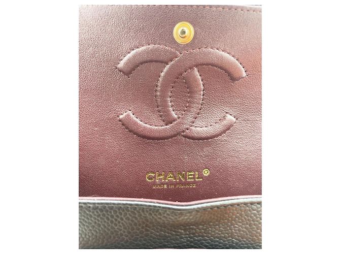 Borsa Chanel Classic Flap Media in Pelle Caviar Nera Nero - vista 13