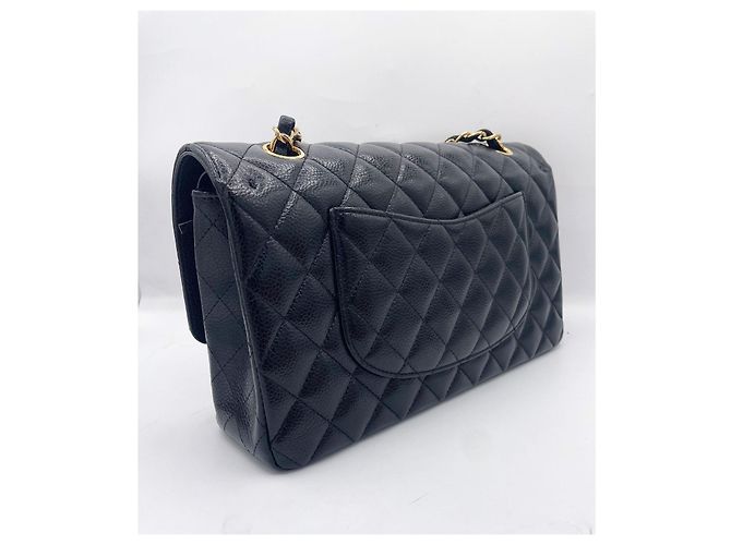 Borsa Chanel Classic Flap Media in Pelle Caviar Nera Nero - vista 8