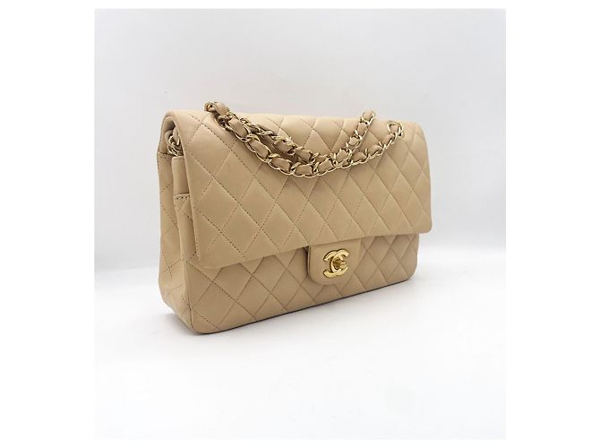 Chanel Classic Flap Medium Beige Pelle di Agnello - vista 4