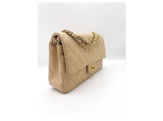 Chanel Classic Flap Medium Beige Pelle di Agnello - vista 5