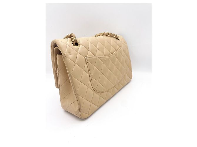 Chanel Classic Flap Medium Beige Pelle di Agnello - vista 7