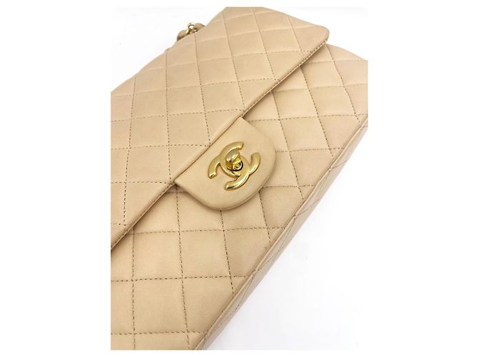 Chanel Classic Flap Medium Beige Pelle di Agnello - vista 8