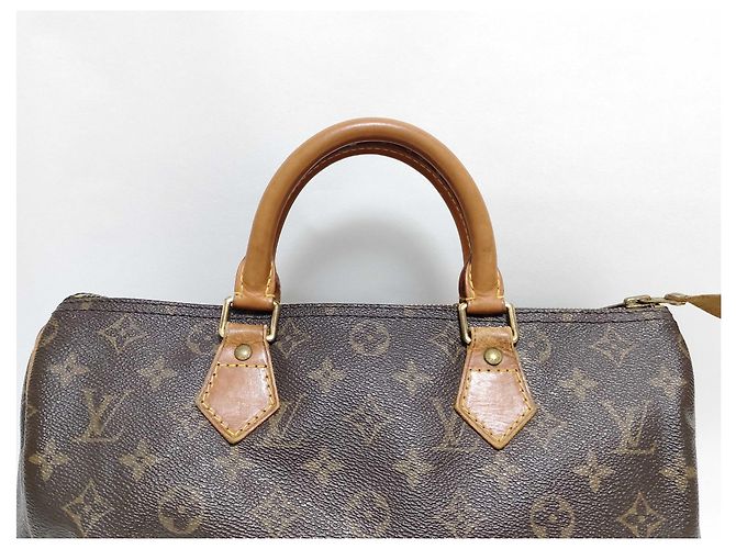 Borsa Louis Vuitton Speedy Monogram Canvas 30 Beige - vista 3